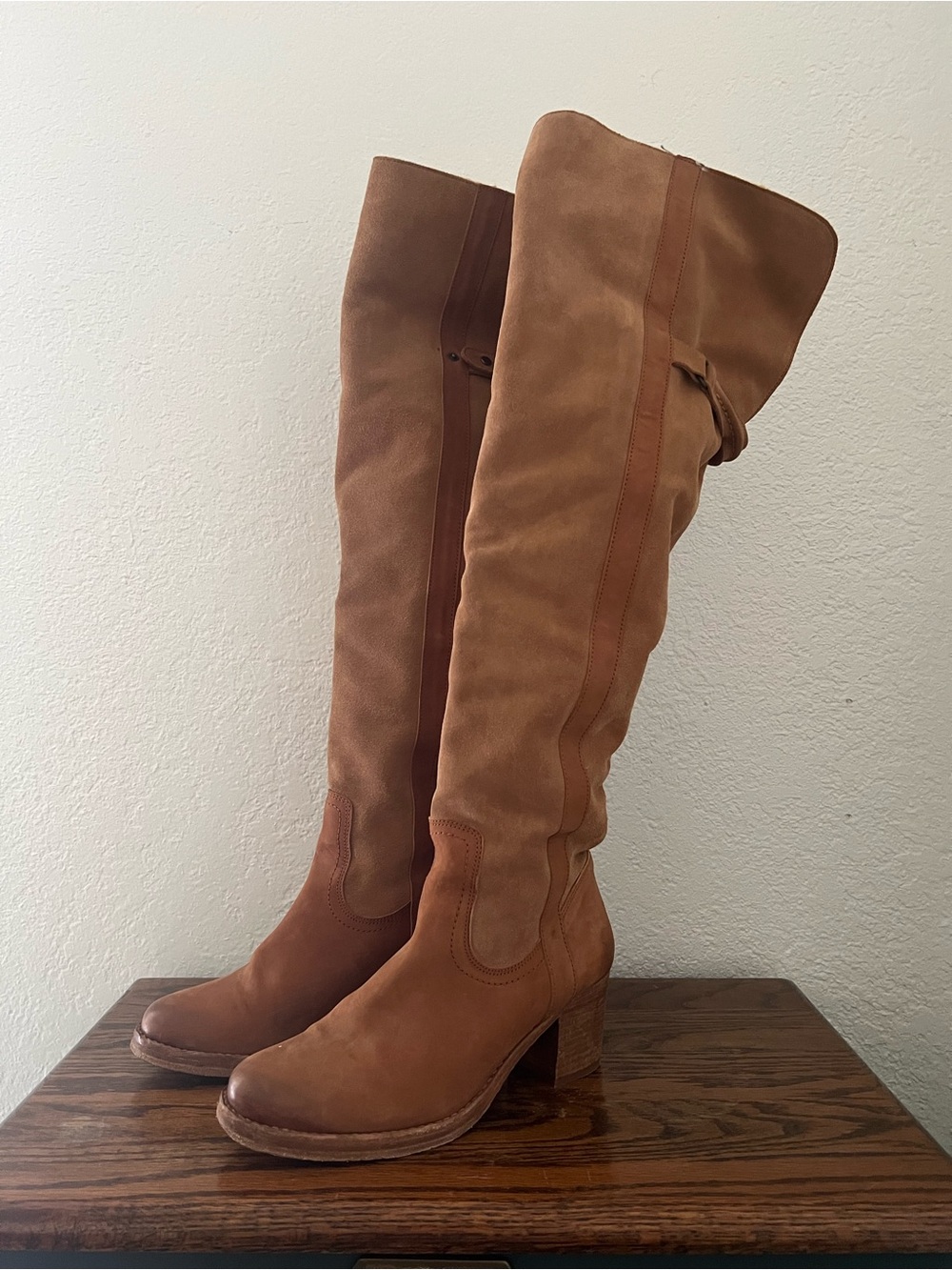 Free People Suede Leather Faux Fur Over The Knee Boots Size 39